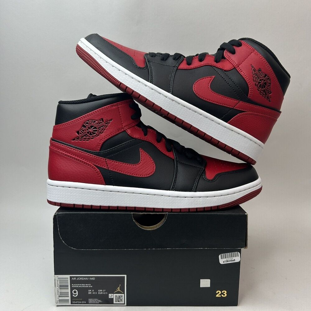 Nike Air Jordan 1 Mid Retro “Banned/Black Gym Red” 2023